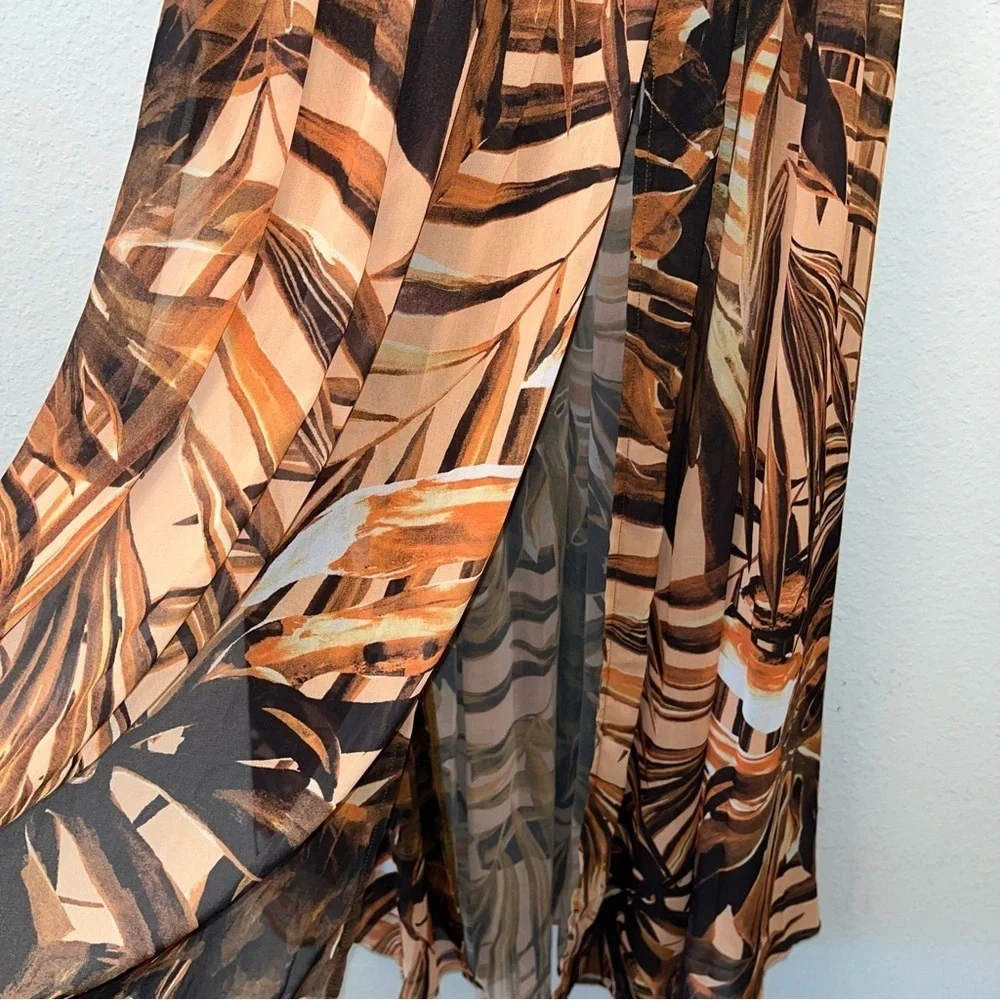 Bronx & Banco Kenya Silk Halter Maxi Dress Brown Animal Print Medium NWT - Picture 15 of 15